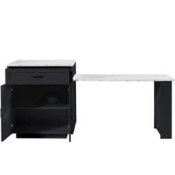 Abrihome Extendable Bar Table With Storage (133-202 X 70 X 93.5 Cm), With 2 Drawers And 4 Compartments, Expandable Kitchen Island Table - thumbnail 8