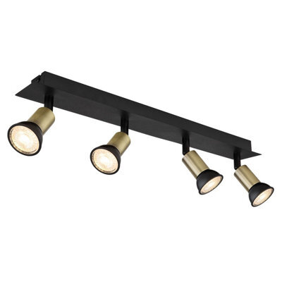 Luminosa Lighting Luminosa Drew Ceiling Spotlight Bar Matt Black Gold 4X Gu10 - image 1