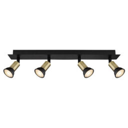 Luminosa Lighting Luminosa Drew Ceiling Spotlight Bar Matt Black Gold 4X Gu10 - thumbnail 3