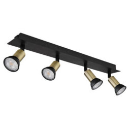 Luminosa Lighting Luminosa Drew Ceiling Spotlight Bar Matt Black Gold 4X Gu10 - thumbnail 2