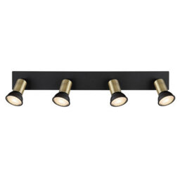 Luminosa Lighting Luminosa Drew Ceiling Spotlight Bar Matt Black Gold 4X Gu10 - thumbnail 4