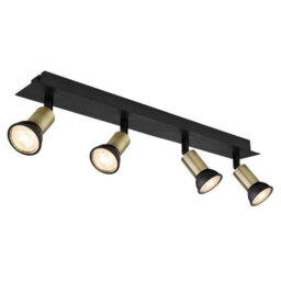 Luminosa Lighting Luminosa Drew Ceiling Spotlight Bar Matt Black Gold 4X Gu10 - thumbnail 1