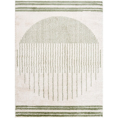 Livabliss Fossay Shaggy-Washable Beige Brown Green Grey Global High Pile Living Bedroom Rug 120 X 170 Cm Easy Care, Non Shedding - image 1