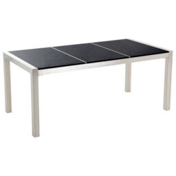 Beliani Garden Dining Table Grosseto 180 Cm 90 Cm Polished Granite Black - thumbnail 1