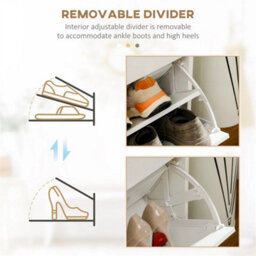 Slim Shoe Cabinet With 2 Flip Drawers For 12 Pairs Of Shoes White - thumbnail 3