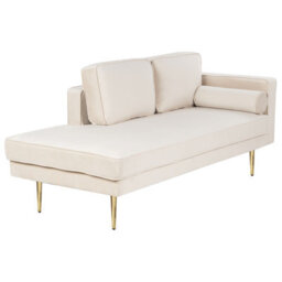 Beliani Right-Hand Chaise Longue Miramas Velvet Beige - thumbnail 4