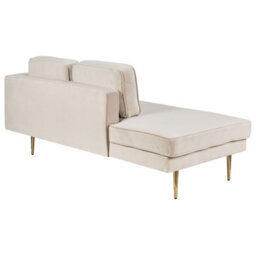 Beliani Right-Hand Chaise Longue Miramas Velvet Beige - thumbnail 6
