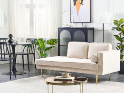 Beliani Right-Hand Chaise Longue Miramas Velvet Beige - thumbnail 2