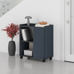 Decortie Modern Zeo Sideboard Cabinet 70X40X80Cm 1 Door Storage 4 Compartments With 4 Heels Navy Blue, Black Room, Office - thumbnail 4