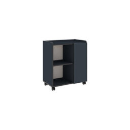 Decortie Modern Zeo Sideboard Cabinet 70X40X80Cm 1 Door Storage 4 Compartments With 4 Heels Navy Blue, Black Room, Office - thumbnail 2