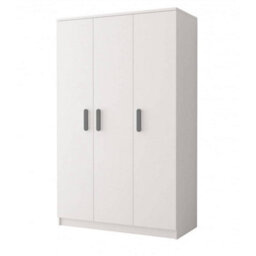 Arte Smyk Sm-19 White Matt Hinged Wardrobe 120Cm With Heather Handles - Elegant Storage - thumbnail 1