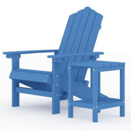 Berkfield Garden Adirondack Chair With Table Hdpe Aqua Blue - thumbnail 2