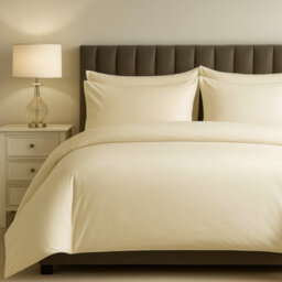 Sweet Dreams Elegant Percale 200 Thread Count Cotton Duvet Cover Set With Pillowcases Cream