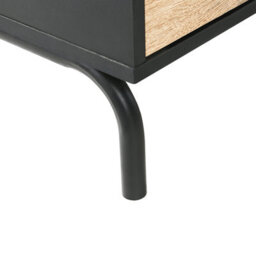 Beliani Tv Stand Black And Light Wood Particle Board With Metal Legs, Drawer And 2 Cabinets - Fits Up To 70-Inch Tvs - thumbnail 9