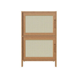 Bedside Table 2 Rattan Door Bamboo Nightstand Cabinet Storage Bedroom Side Table - thumbnail 6