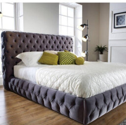 Stratus Interiors Duchess Chunky Velvet Bed Frame Buttoned Sides - Add Professional Assembly & Delivery- Super King - No Storage Type - thumbnail 1