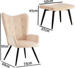 Spot On Dealz Modern Velvet Accent Chair Armchair Living Room Armchairs Relax Lounge Chair And Footstool - thumbnail 2