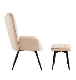 Spot On Dealz Modern Velvet Accent Chair Armchair Living Room Armchairs Relax Lounge Chair And Footstool - thumbnail 3