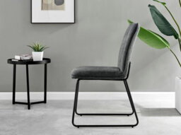 Furniturebox Novara Clear Tempered Glass 120Cm Round Dining Table With Black Starburst Legs & 4 Dark Grey Halle Soft Fabric Chairs - thumbnail 8