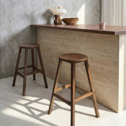 Wyld And Coco Timberline Set Of 2 Bamboo Bar Stools Dark Brown Lacquered Classic Silhouette - thumbnail 2
