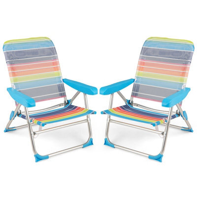 Gainoom 2 Pack Corlorful Beach Chair For Adults Foldable 4 Position Reclining Picnic Chair - image 1
