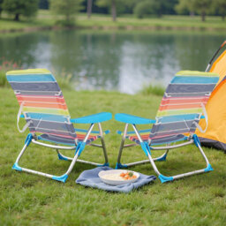 Gainoom 2 Pack Corlorful Beach Chair For Adults Foldable 4 Position Reclining Picnic Chair - thumbnail 4
