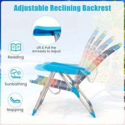Gainoom 2 Pack Corlorful Beach Chair For Adults Foldable 4 Position Reclining Picnic Chair - thumbnail 5