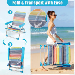 Gainoom 2 Pack Corlorful Beach Chair For Adults Foldable 4 Position Reclining Picnic Chair - thumbnail 6