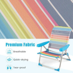 Gainoom 2 Pack Corlorful Beach Chair For Adults Foldable 4 Position Reclining Picnic Chair - thumbnail 7