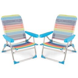 Gainoom 2 Pack Corlorful Beach Chair For Adults Foldable 4 Position Reclining Picnic Chair - thumbnail 1