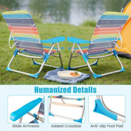 Gainoom 2 Pack Corlorful Beach Chair For Adults Foldable 4 Position Reclining Picnic Chair - thumbnail 3