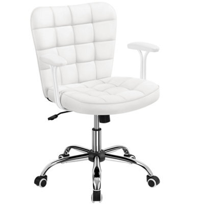 Yaheetech Pu Leather Adjustable Desk Chair With Padded Armrests And Rolling Wheels - White - image 1