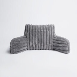 OHS Reading Cushion Faux Fur Fleece Heatable Lumbar Pillow, Grey - One Size - thumbnail 6
