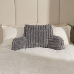 OHS Reading Cushion Faux Fur Fleece Heatable Lumbar Pillow, Grey - One Size - thumbnail 2