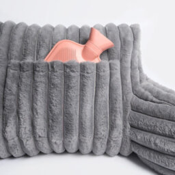 OHS Reading Cushion Faux Fur Fleece Heatable Lumbar Pillow, Grey - One Size - thumbnail 8