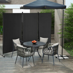 Costway 180Cm Freestanding Room Divider 3 Panel Rolling Privacy Screens For Indoor - thumbnail 3