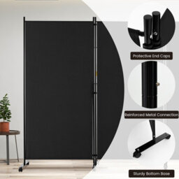 Costway 180Cm Freestanding Room Divider 3 Panel Rolling Privacy Screens For Indoor - thumbnail 9
