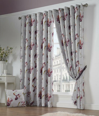 Luxury Living Ascot Floral Red Eyelet Blockout Curtains