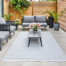 Blue Outdoor Rug, Geometric Stain-Resistant Rug For Patio Decks, 3mm Modern Outdoor Durable Area Rug-160Cm X 220Cm