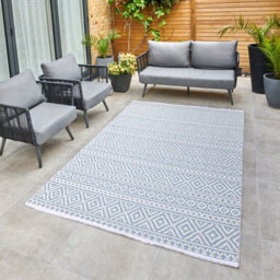 Blue Outdoor Rug, Geometric Stain-Resistant Rug For Patio Decks, 3mm Modern Outdoor Durable Area Rug-160Cm X 220Cm - thumbnail 2