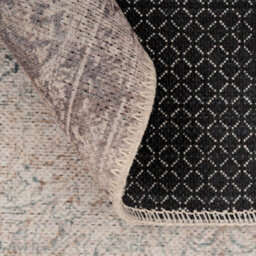 Loomed Distressed Greige Floral Persian Style Washable Non Slip Rug 120X170Cm - thumbnail 6