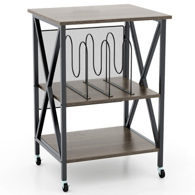 Costway Vinyl Record Storage Shelf Turntable Stand W/ Divider Metal Frame Side Table-Grey - image 1