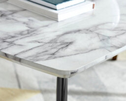 Furniturebox Andria Black Leg Marble Effect Dining Table And  6 Navy Velvet Milan Black Leg Chairs - thumbnail 4