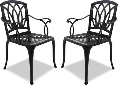 Centurion Supports Positano 2-Large Garden And Patio Bistro Chairs With Armrests In Cast Aluminium Black - image 1