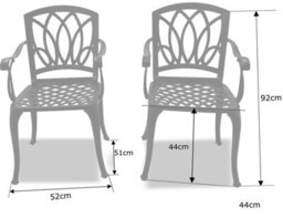 Centurion Supports Positano 2-Large Garden And Patio Bistro Chairs With Armrests In Cast Aluminium Black - thumbnail 6