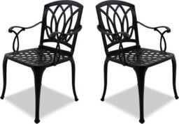 Centurion Supports Positano 2-Large Garden And Patio Bistro Chairs With Armrests In Cast Aluminium Black - thumbnail 3