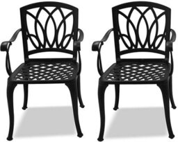 Centurion Supports Positano 2-Large Garden And Patio Bistro Chairs With Armrests In Cast Aluminium Black - thumbnail 2