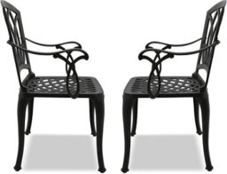 Centurion Supports Positano 2-Large Garden And Patio Bistro Chairs With Armrests In Cast Aluminium Black - thumbnail 5