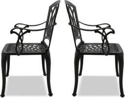 Centurion Supports Positano 2-Large Garden And Patio Bistro Chairs With Armrests In Cast Aluminium Black - thumbnail 4