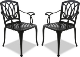 Centurion Supports Positano 2-Large Garden And Patio Bistro Chairs With Armrests In Cast Aluminium Black - thumbnail 1